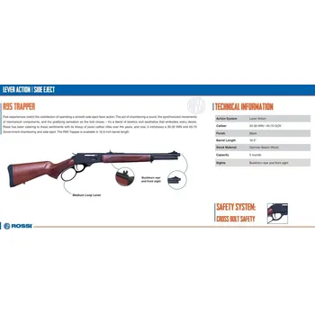 Airsoftová zbraň Rossi Puška opak. Rossi, Model: R95 Trapper, Ráže: .45-70 Govt, hl.: 16,5" (419mm), 5 ran, černá