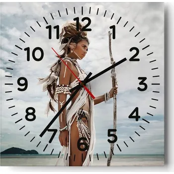 Hodiny Kuchyňské nástěnné hodiny 30x30 Žena Skleněné hodiny do obýváku Moderní Tiché