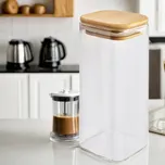 Skleněná dóza s bambusovým víčkem - ⌀ 6 x 15 cm