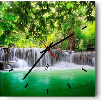 Hodiny Velké nástěnné hodiny 40x40 Krajina Skleněné hodiny Tiché