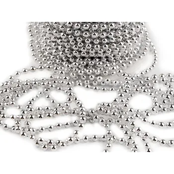 Vánoce Perlový řetěz Ø4 mm Varianta: 2 stříbrná, Balení: 24 m