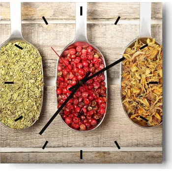 Hodiny Nástěnné hodiny do kuchyně 30x30 Gastronomie Stylové hodiny na skle Loft Tiché