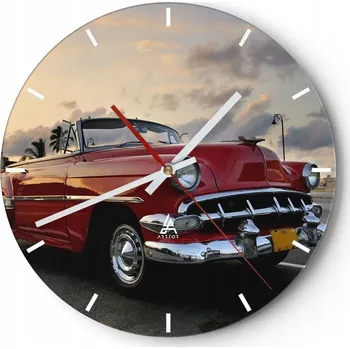 Hodiny Nástěnné hodiny do kuchyně 30x30 Auto Skleněné hodiny do obýváku Loft Tiché