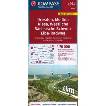 DREZNO, MIŚNIA, ZACHODNIA SZWAJCARIA SAKSOŃSKA wodoodporna mapa rowerowa 1:70 000 KOMPASS 2021 Kolektiv autorů