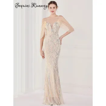 Dámské šaty Dlouhé plesové šaty Sequins SQ1133 Barva: Stříbrná, Velikost: S