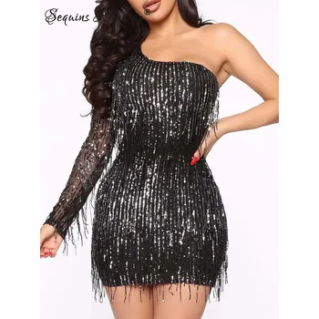 Dámské šaty Svatební krátké šaty Sequins SQ979 Barva: Černá, Velikost: S