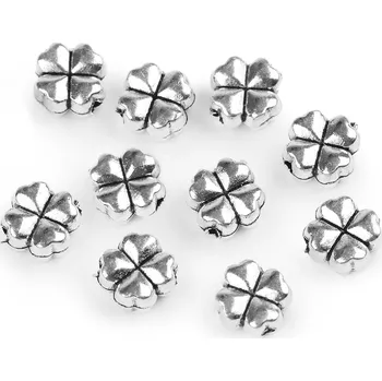 Přívěsek Kovová ozdoba čtyřlístek 8x8 mm Varianta: 2 stříbrná, Balení: 40 ks