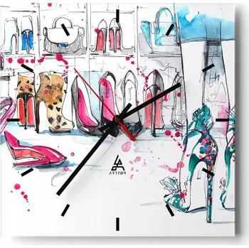 Hodiny Nástěnné hodiny do kuchyně 30x30 Žena Stylové hodiny na skle Loft Tiché