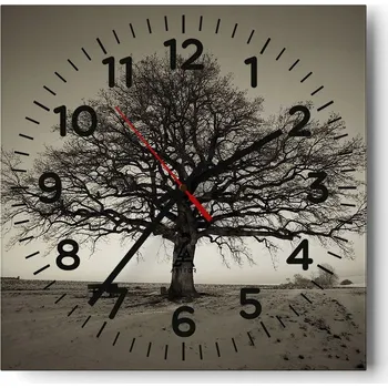 Hodiny Kuchyňské nástěnné hodiny 30x30 Krajina Skleněné hodiny do obýváku Moderní Tiché