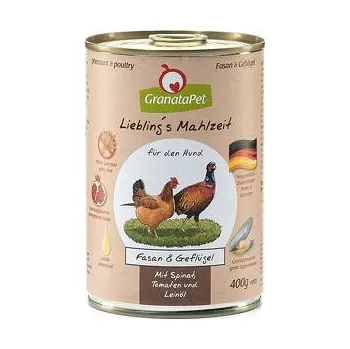 Krmivo pro psa GranataPet Bažant & drůbeží se špenátem, rajčaty a lněným olejem balení 400 g | Krmivo pro psy