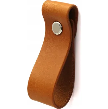 Nábytkové kování NÁBYTEK KNOFLÍK ÚCHYTKA koňakově hnědá kůže + šrouby