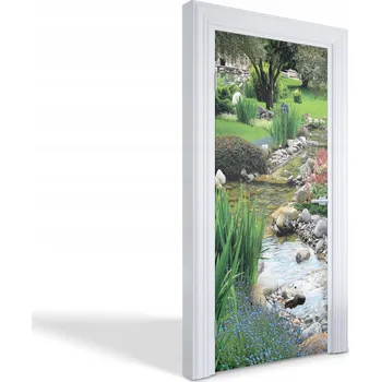 Fototapeta Samolepící dekorace ozdoba nálepka na dveře Zahrada s potokem 95x205 cm