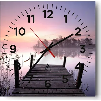 Hodiny Kuchyňské nástěnné hodiny 30x30 Krajina Skleněné hodiny do obýváku Moderní Tiché