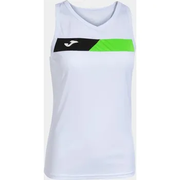Dámské tenisové tílko JOMA COURT SLEEVELESS SHIRT WHITE FLUOR GREEN BLACK Velikost: M, Barva: WHITE