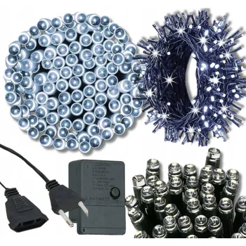 Vánoční dekorace VÁNOČNÍ OSVĚTLENÍ NA STROMEČEK 200 LED BÍLÁ STUDENÁ SVĚTLA SVÁTEČNÍ NA PROUD