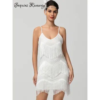 Dámské šaty Společenské mini šaty Sequins SQ945 Barva: Bílá, Velikost: L