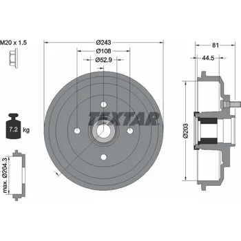 Brzdový buben Brzdový buben TEXTAR 94041300
