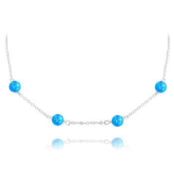Náhrdelník 2122 MINET Stříbrný náhrdelník se světle modrými opálky Délka: 45