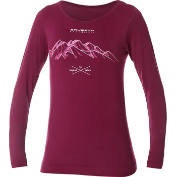 Dámské tričko Brubeck dámské tričko dlouhý rukáv OUTDOOR WOOL PRO plum Size: S