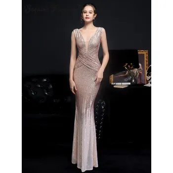 Dámské šaty Dlouhé svatební šaty Sequins SQ1159 Barva: Zlatá, Velikost: S