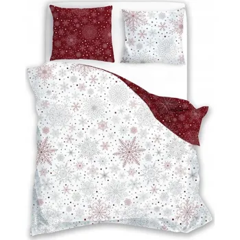 Povlečení POVLEČENÍ Sněhové Vločky bílá/bordó - 200x200 cm - 3 dílné