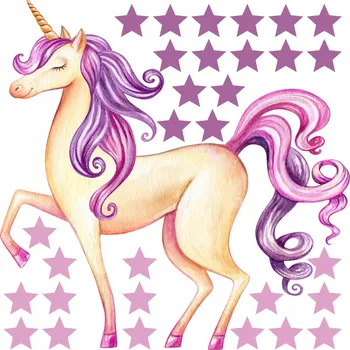 Obraz Nálepky na zeď pohádkový JEDNOROŽEC a hvězdičky