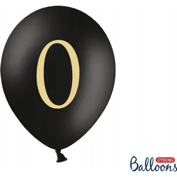 Balónek Balónky černé 30 cm zlatý potisk "0" 50 ks