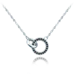 1962 MINET Stříbrný náhrdelník KROUŽEK s černými zirkony