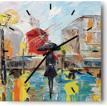 Hodiny Velké nástěnné hodiny na zeď 40x40 Žena Skleněné hodiny Čtvercové Tiché