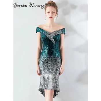 Dámské šaty Svatební midi šaty Sequins SQ170 Barva: Zelená, Velikost: XL