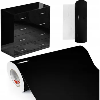 Tapeta Samolepicí fólie Černý lesk Dekorativní Fólie na nábytek, pracovní desku - role 50x150 cm