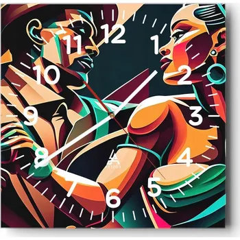 Hodiny Nástěnné hodiny do obýváku 40x40 Kubismus Tiché hodiny na skle Bez hlučný chod