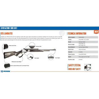 Airsoftová zbraň Rossi Puška opak. Rossi, Model: R95 Laminated, Ráže: .30-30 Win, hl: 20" (508mm), 5 ran, nerez