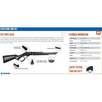 Airsoft Rossi Puška opak Rossi, Mod: R95 Triple Black, Ráže: .45-70 Govt., hl: 16,5" (419mm), 5ran černá