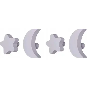 Věšák Nástěnné věšáky NOFRED STARS & MOONS dřevěné 4 kusy fialové sada