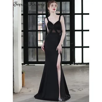 Dámské šaty Sexy dlouhé šaty na svatbu Sequins SQ1162 Velikost: S, Barva (Varianta): YEY-18655Black