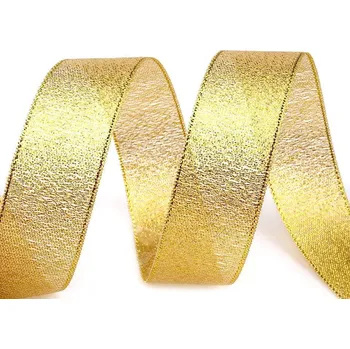 Stuha Brokátová stuha šíře 25 mm s lurexem, vánoční Varianta: 1 zlatá, Balení: 112.5 m