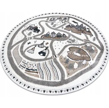 Koberec KOBEREC DĚTSKÝ koberec FUN kulatý 120 cm VESNIČKA krémový #O353