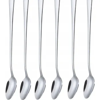 Příbor DLOUHÉ LŽIČKY NA LATTE 6x NA DEZERTY KÁVY KOKTEJLY NEREZOVÁ OCEL