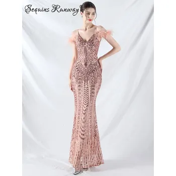 Dámské šaty Dlouhé svatební šaty Sequins SQ924 Barva: Růžová, Velikost: M