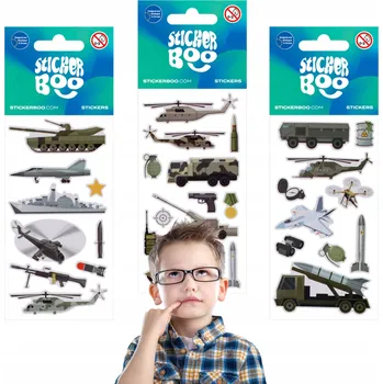 samolepka Sada nálepek s vojenskými vozidly, samolepky pro kluky