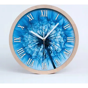 Hodiny Velké dřevěné tiché nástěnné hodiny pampeliška průměr 30 cm