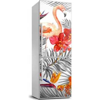 Fototapeta Foto Samolepka na ledničku Plameňáci a květiny 70x190