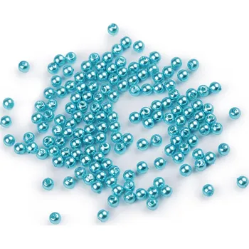 Korálek Plastové voskové korálky / perly Glance Ø4 mm Varianta: F32 modrá tyrkys, Balení: 10 g