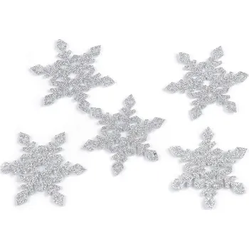 Vánoční dekorace Vánoční filcová vločka s glitry Ø75 mm Varianta: 2 stříbrná, Balení: 5 ks