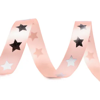 Stuha Saténová stuha hvězdy šíře 20 mm vánoční Varianta: 8 pudrová stříbrná, Balení: 13.5 m