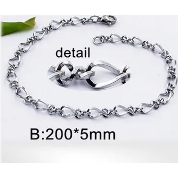 Řetízek Ocelový náramek 20cm dlouhý, 5mm široký - varianta 2