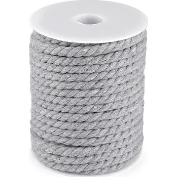 Příze Bavlněná šňůra kroucená Ø8 mm macrame Varianta: 4 šedá, Balení: 20 m