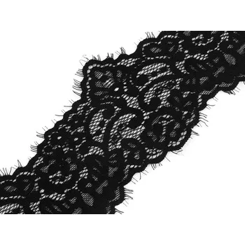 Francouzská elastická krajka šíře 90 mm Varianta: 2 černá, Balení: 1 m