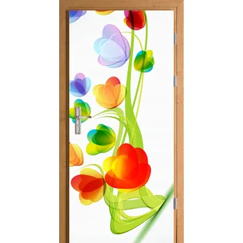 Fototapeta Samolepka na dveře barevné květy abstrakce bílá